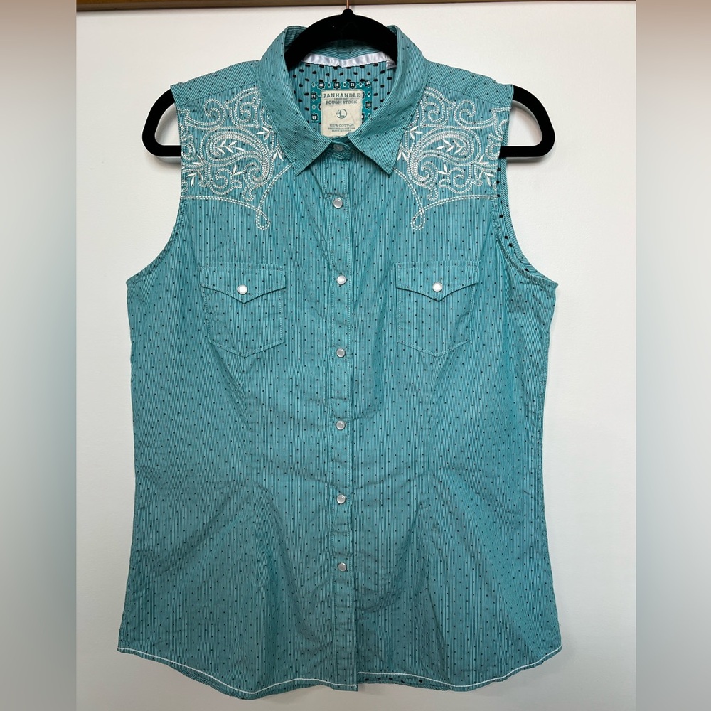 Women’s Panhandle Slim Western Sleeveless Pearl Snap size Large